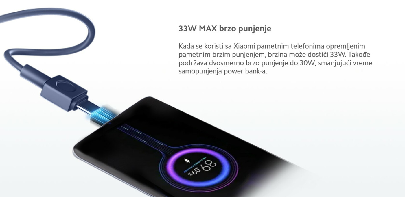 Xiaomi 33W Power Bank 20000mAh (sa integrisanim kablom)