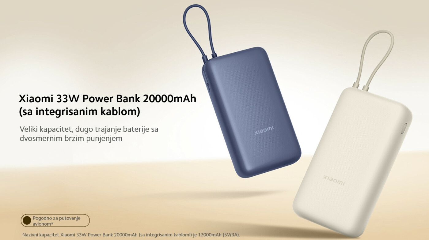 Xiaomi 33W Power Bank 20000mAh (sa integrisanim kablom)