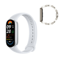 Xiaomi Smart Band 9 (srebrna) + zamenska narukvica (bela metalna)